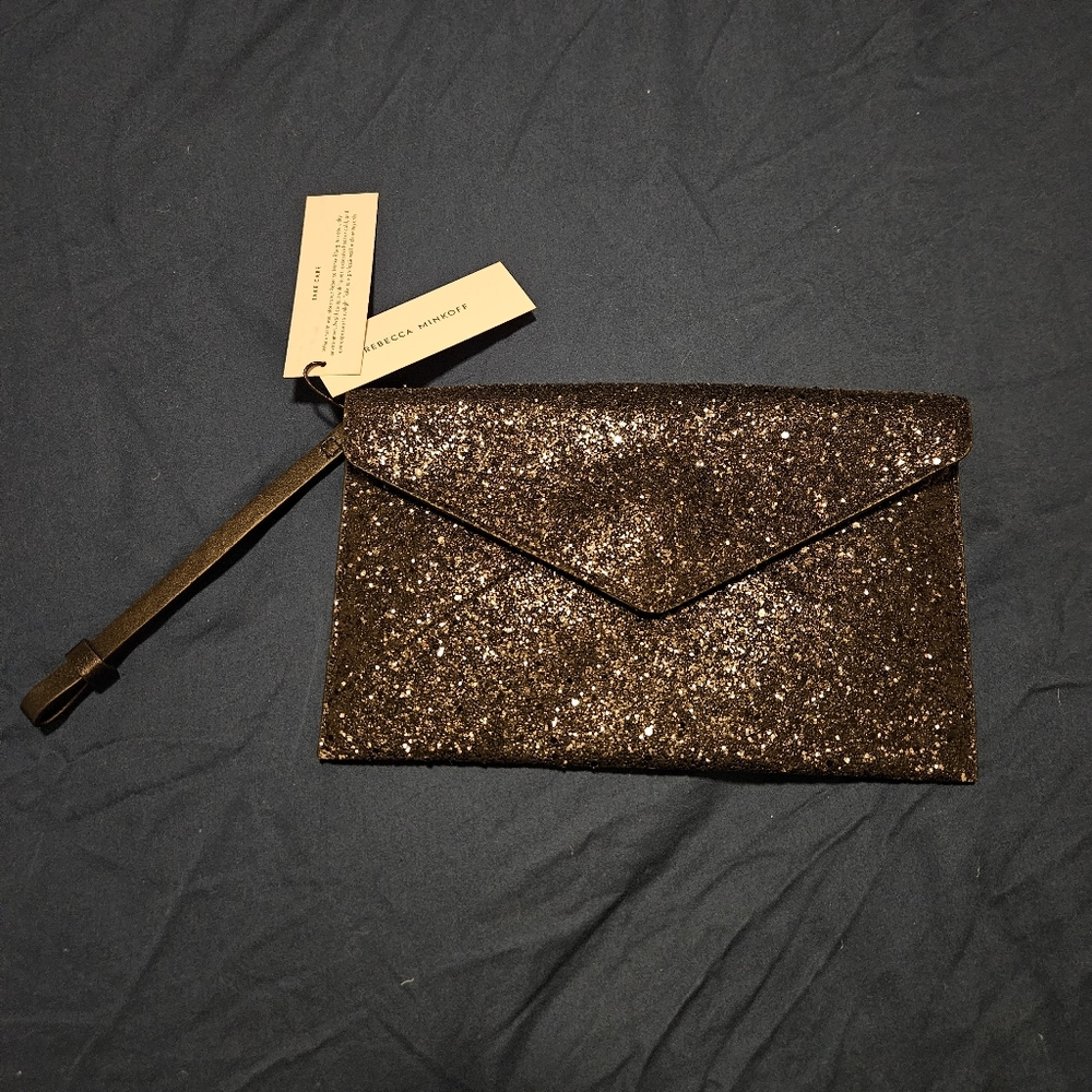 Rebecca Minkoff Glitter Leo Wristlet Black
